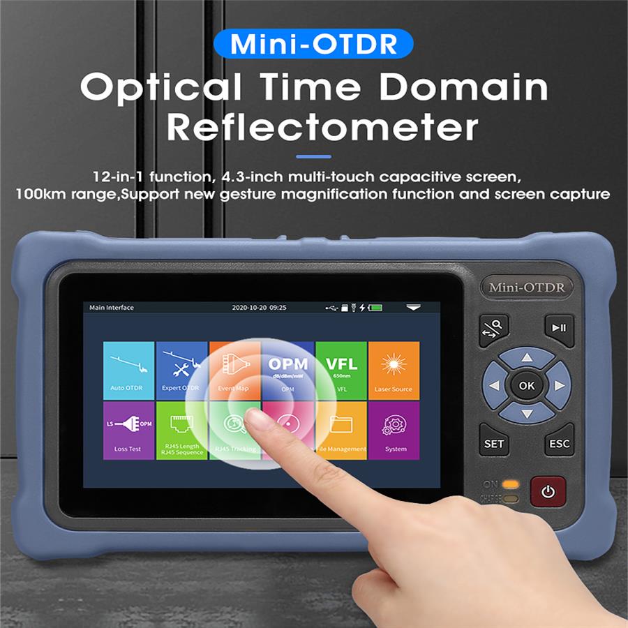 Optical Time Domain Reflectometer Otdr 1310 1550Nm - เครื่องวัด OTDR ขนาดเล็ก หน้าจอสัมผัส 4.3 นิ้ว